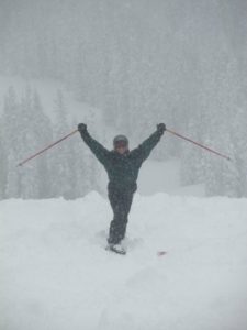 A woman skiing at Monarch Mountain, Colorado, in February 2011